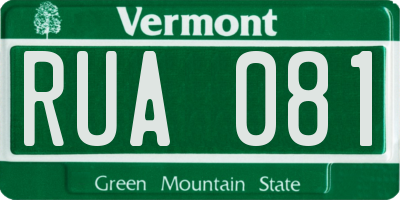 VT license plate RUA081