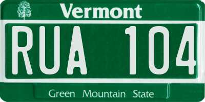 VT license plate RUA104