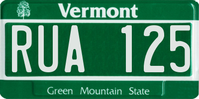VT license plate RUA125