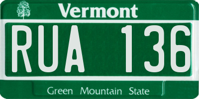 VT license plate RUA136