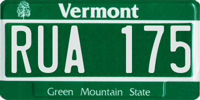 VT license plate RUA175