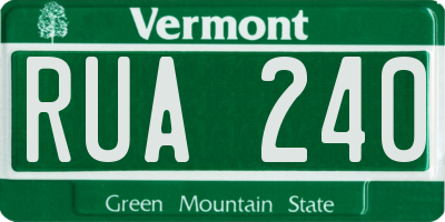 VT license plate RUA240