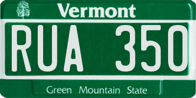 VT license plate RUA350