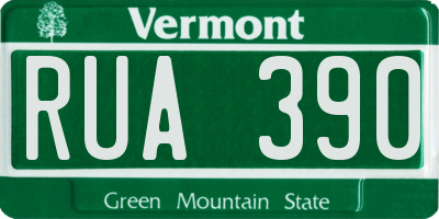 VT license plate RUA390