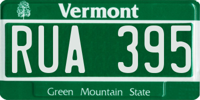 VT license plate RUA395