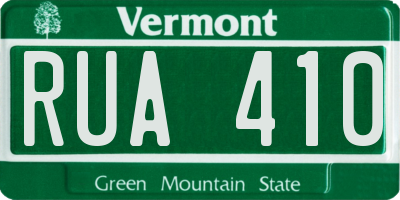 VT license plate RUA410