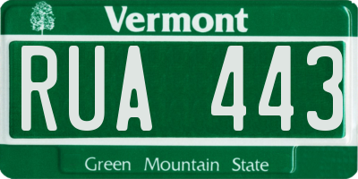 VT license plate RUA443