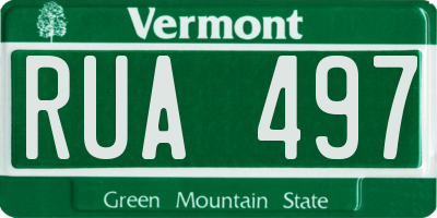 VT license plate RUA497