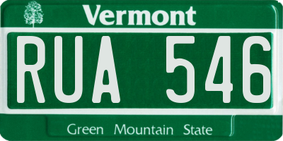 VT license plate RUA546