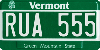 VT license plate RUA555