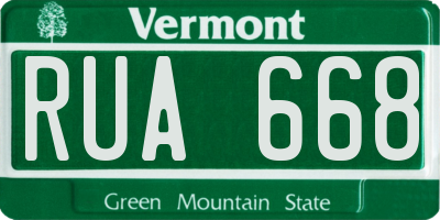 VT license plate RUA668