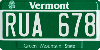 VT license plate RUA678