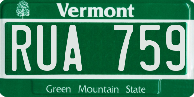 VT license plate RUA759