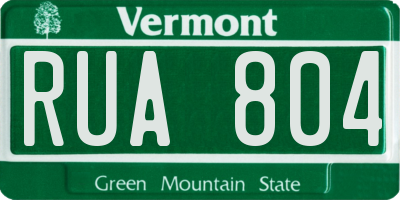 VT license plate RUA804