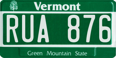 VT license plate RUA876