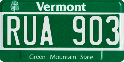 VT license plate RUA903