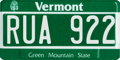 VT license plate RUA922