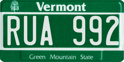 VT license plate RUA992