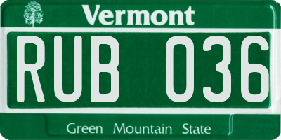 VT license plate RUB036