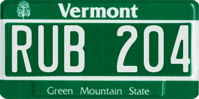 VT license plate RUB204