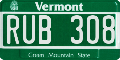 VT license plate RUB308