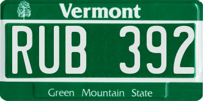 VT license plate RUB392