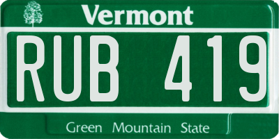 VT license plate RUB419