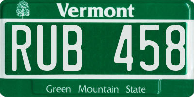 VT license plate RUB458