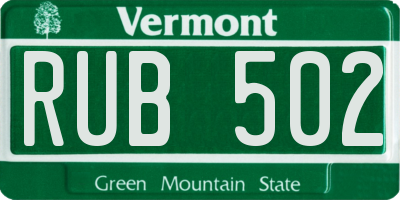 VT license plate RUB502