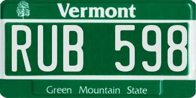 VT license plate RUB598