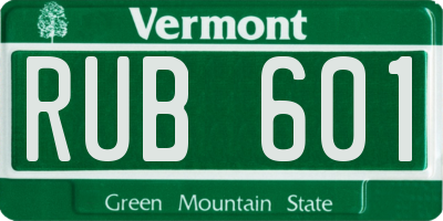 VT license plate RUB601