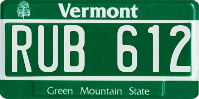 VT license plate RUB612