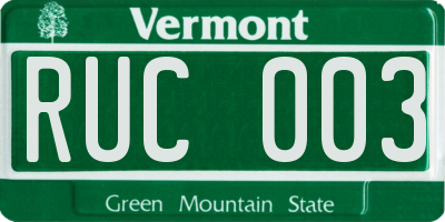 VT license plate RUC003