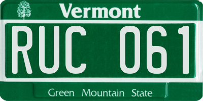VT license plate RUC061