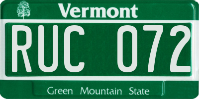 VT license plate RUC072