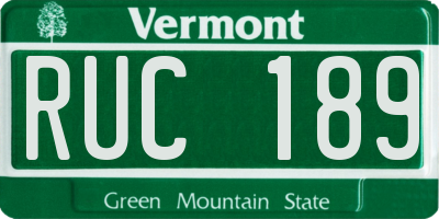 VT license plate RUC189