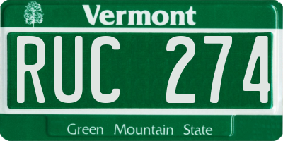 VT license plate RUC274
