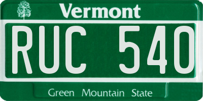 VT license plate RUC540