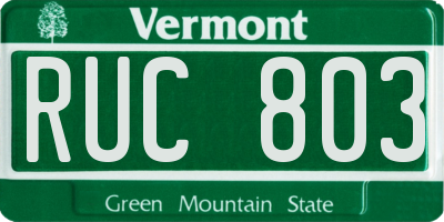 VT license plate RUC803