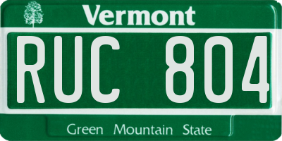 VT license plate RUC804