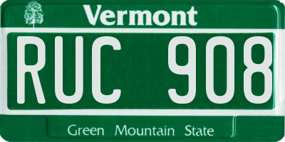 VT license plate RUC908