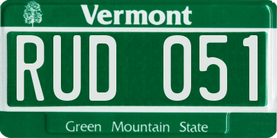 VT license plate RUD051
