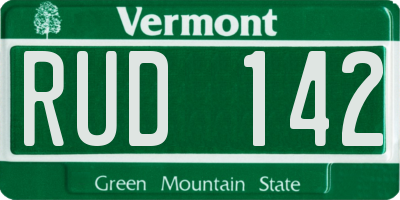 VT license plate RUD142