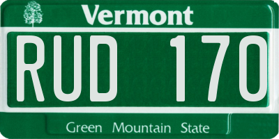 VT license plate RUD170