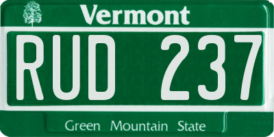 VT license plate RUD237