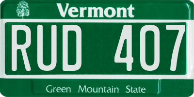 VT license plate RUD407