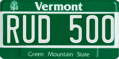 VT license plate RUD500