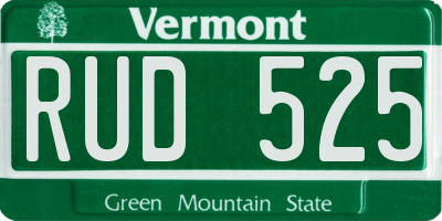 VT license plate RUD525