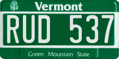 VT license plate RUD537