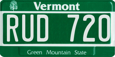 VT license plate RUD720